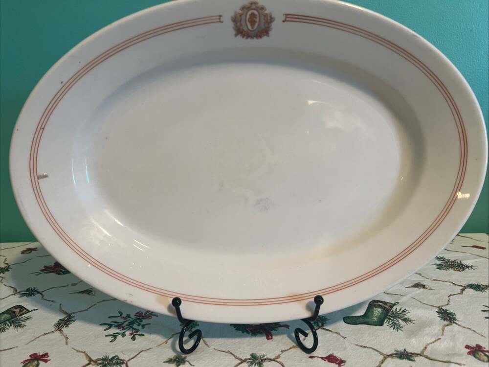 Antique Lamberton China Union News Co Restaurant Ware Oval Serving Platter Crest